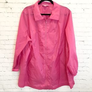 Woman within hot pink wind breaker jacket size 1X